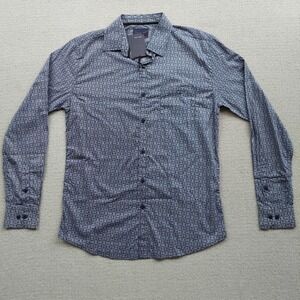 Day & Age Button Down Mens Medium Blue‎ Geometric Print Long Sleeve Cotton Shirt